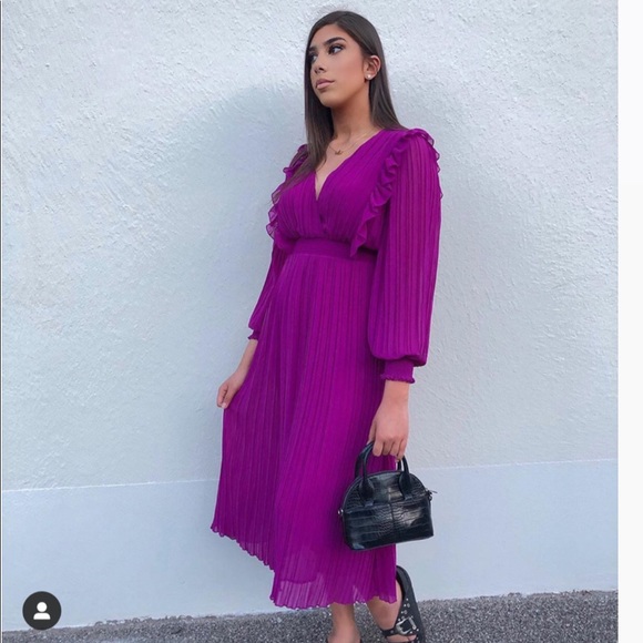 zara pleated midi dress